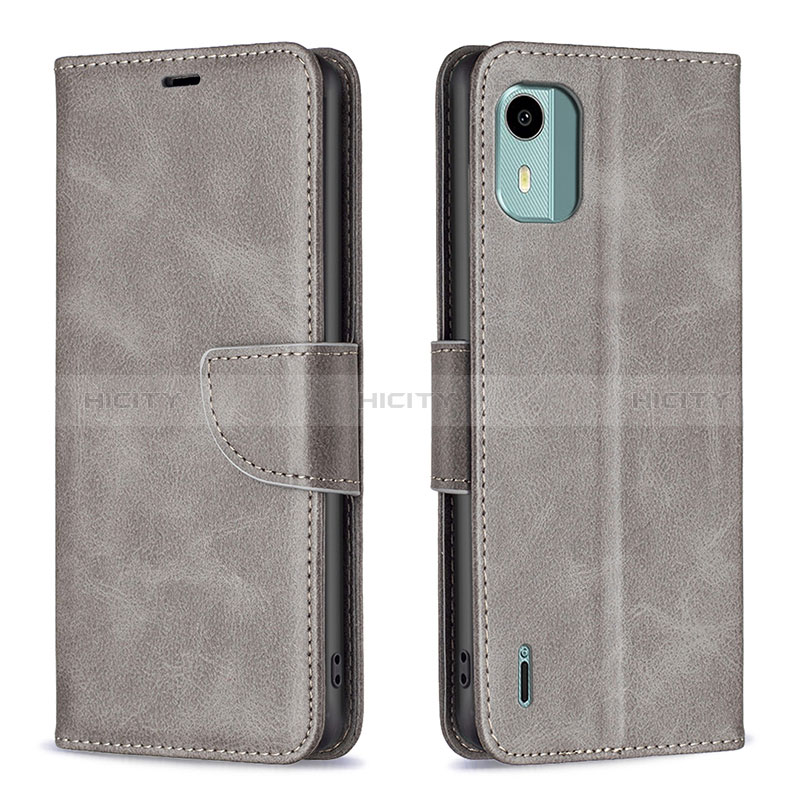 Coque Portefeuille Livre Cuir Etui Clapet B04F pour Nokia C12 Gris Plus