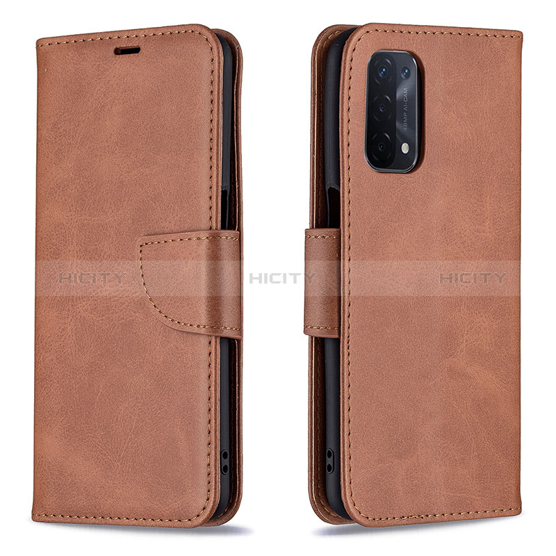 Coque Portefeuille Livre Cuir Etui Clapet B04F pour Oppo A54 5G Marron Plus