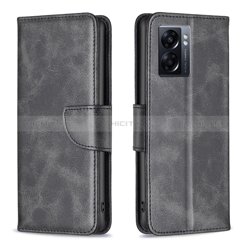 Coque Portefeuille Livre Cuir Etui Clapet B04F pour Oppo A57 5G Noir Plus