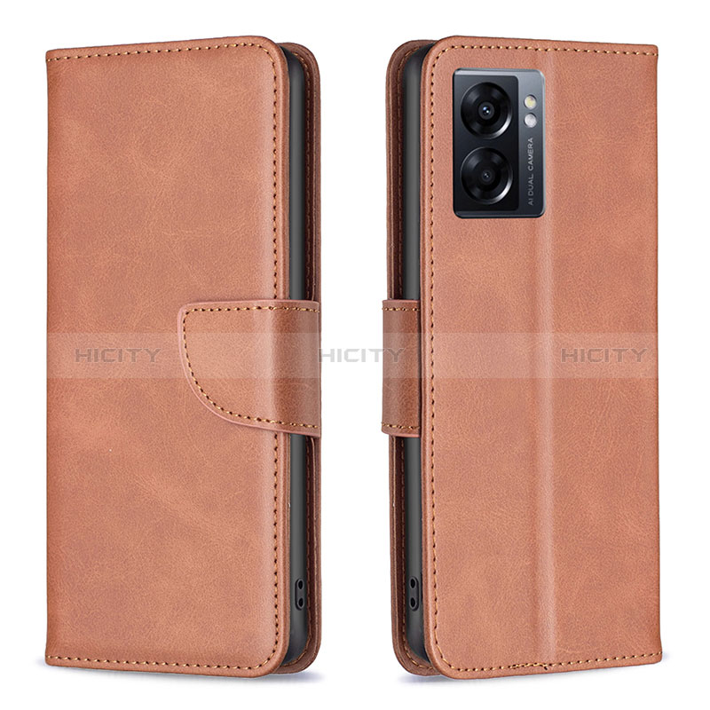 Coque Portefeuille Livre Cuir Etui Clapet B04F pour Oppo A77 5G Marron Plus