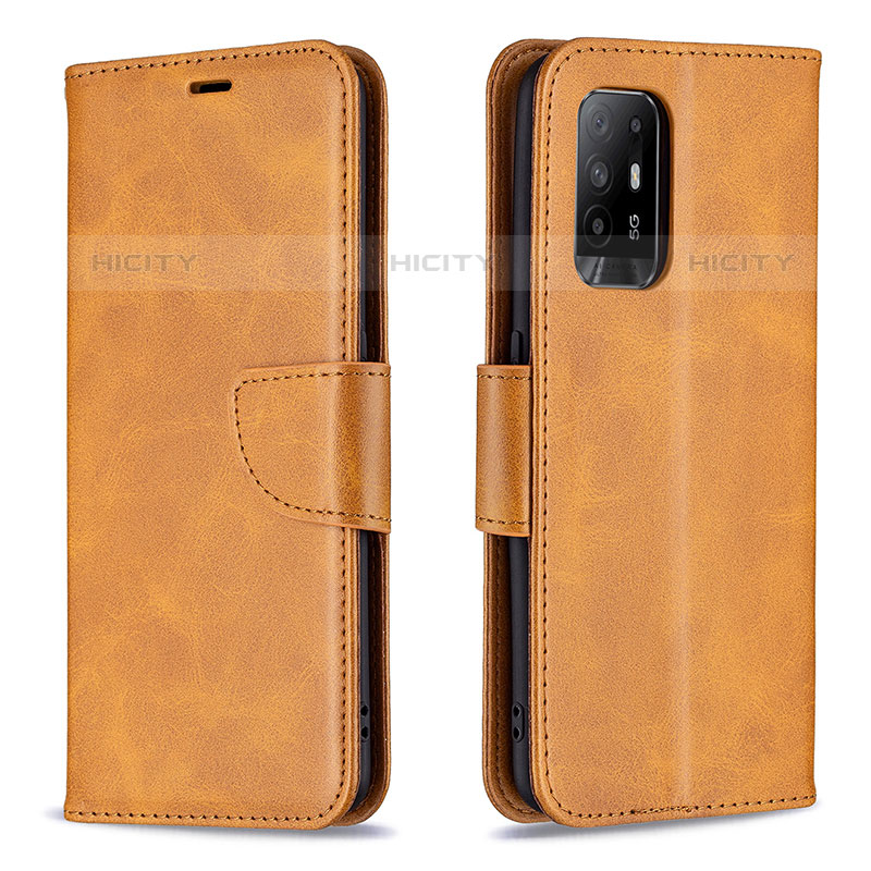 Coque Portefeuille Livre Cuir Etui Clapet B04F pour Oppo A95 5G Brun Clair Plus