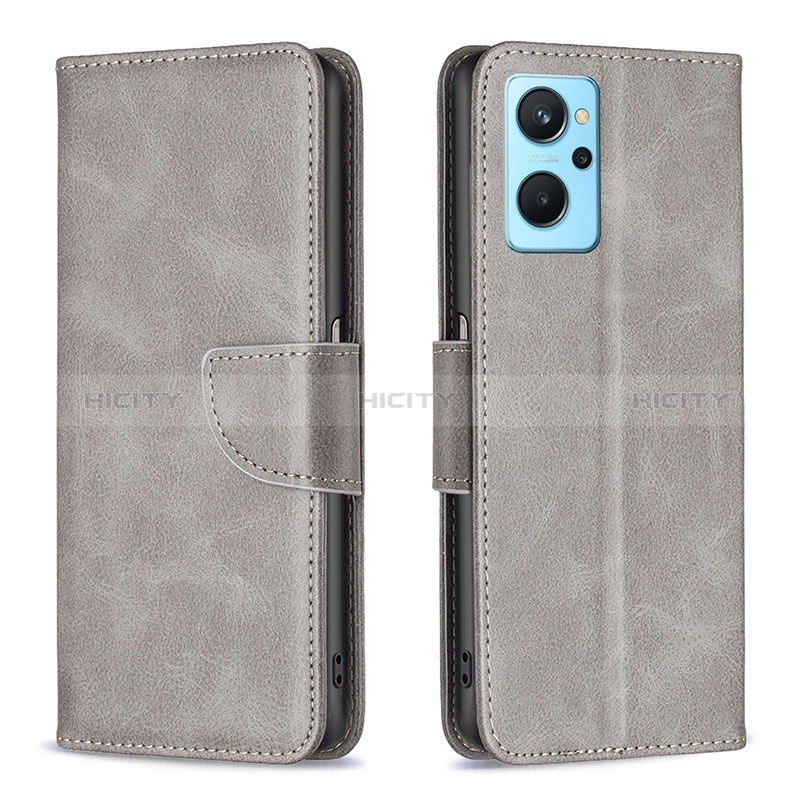 Coque Portefeuille Livre Cuir Etui Clapet B04F pour Oppo A96 4G Gris Plus