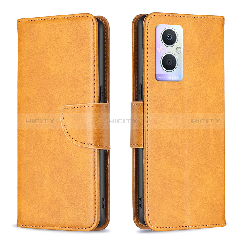 Coque Portefeuille Livre Cuir Etui Clapet B04F pour Oppo A96 5G Brun Clair Plus