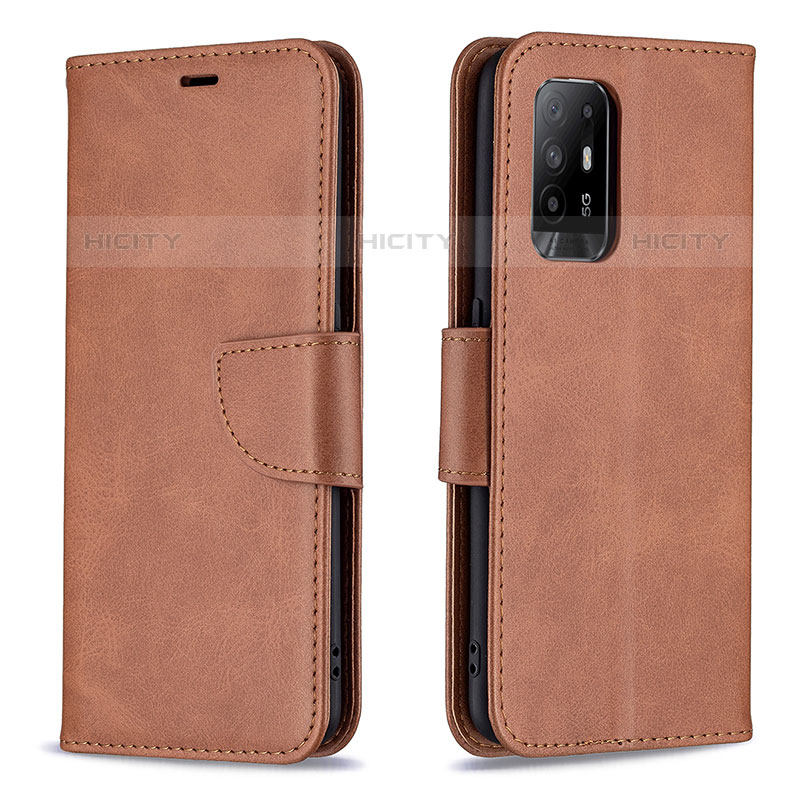 Coque Portefeuille Livre Cuir Etui Clapet B04F pour Oppo F19 Pro+ Plus 5G Marron Plus