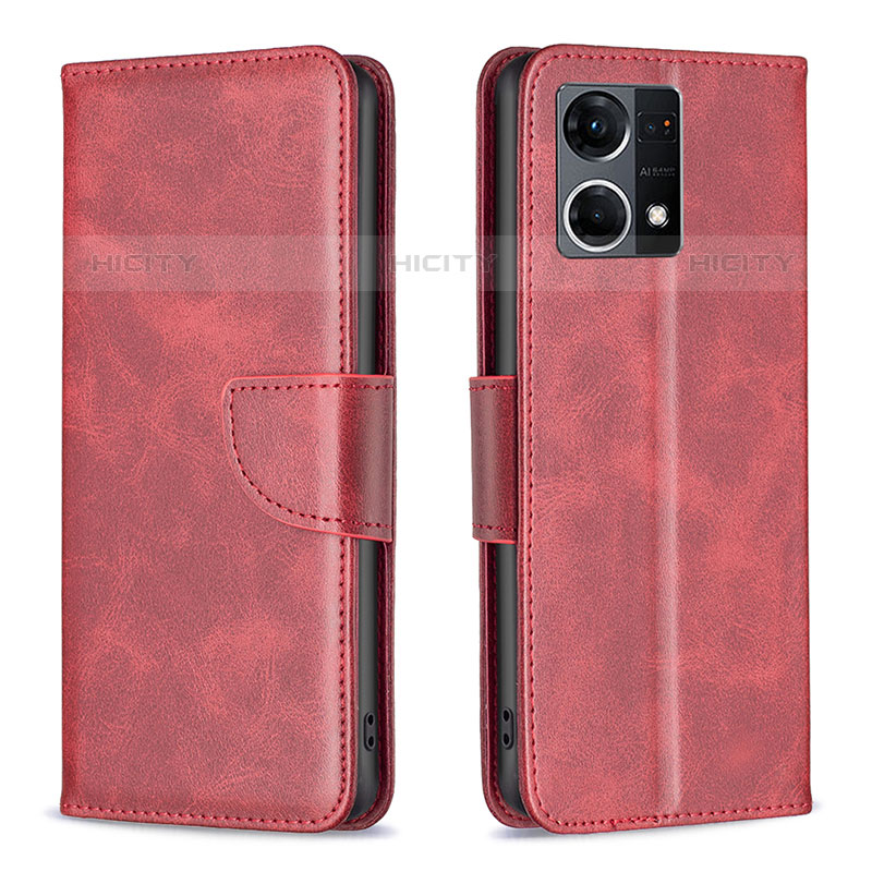 Coque Portefeuille Livre Cuir Etui Clapet B04F pour Oppo F21 Pro 4G Rouge Plus