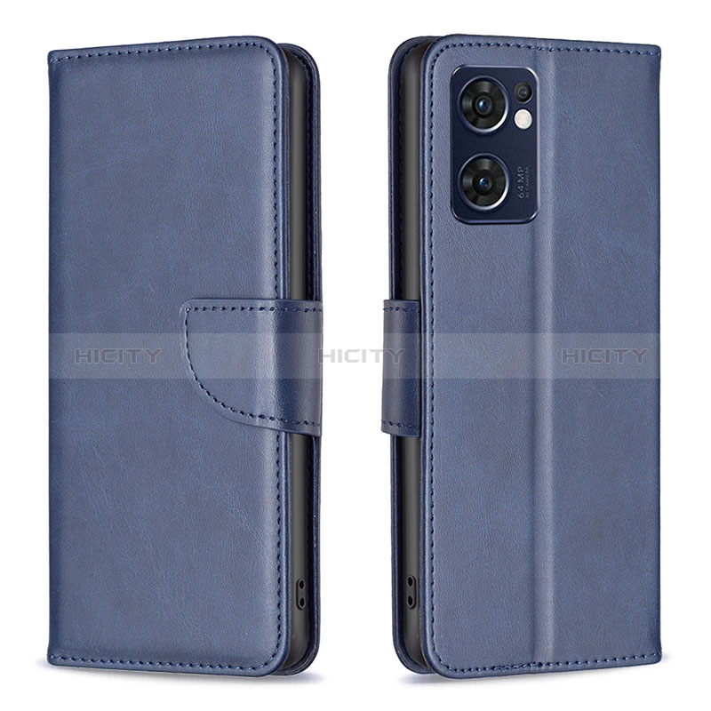 Coque Portefeuille Livre Cuir Etui Clapet B04F pour Oppo Find X5 Lite 5G Bleu Plus