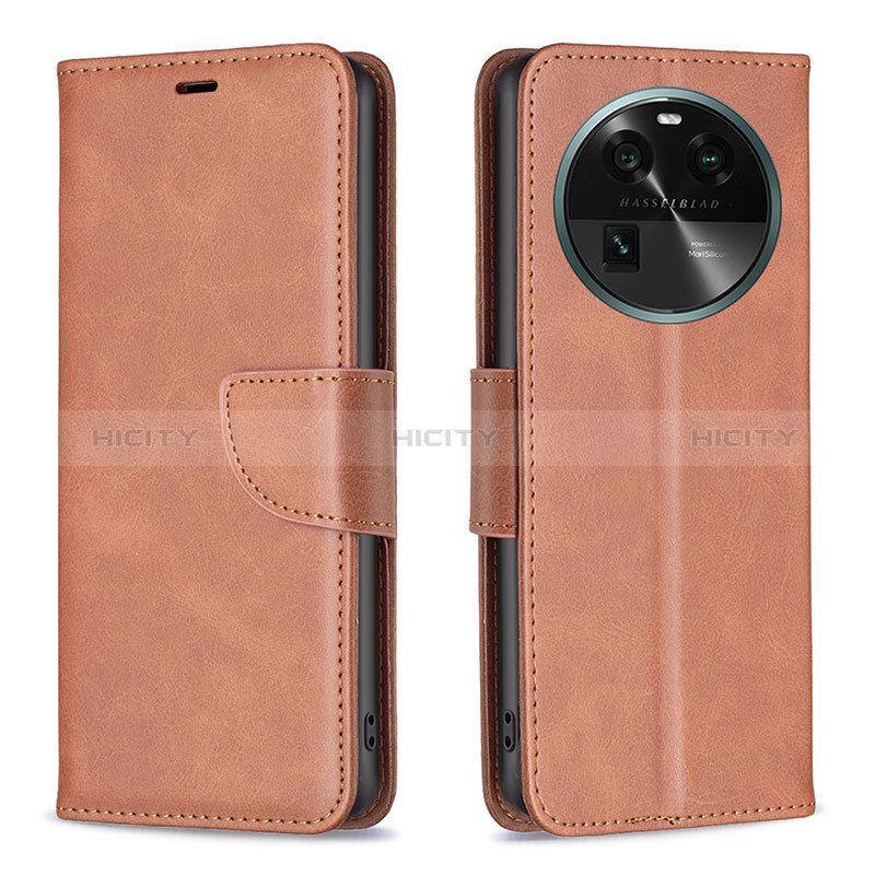 Coque Portefeuille Livre Cuir Etui Clapet B04F pour Oppo Find X6 5G Marron Plus