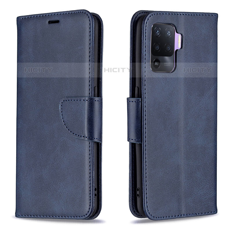 Coque Portefeuille Livre Cuir Etui Clapet B04F pour Oppo Reno5 F Bleu Plus