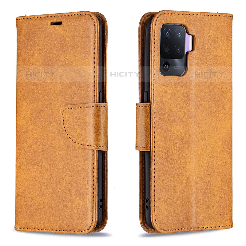 Coque Portefeuille Livre Cuir Etui Clapet B04F pour Oppo Reno5 Lite Brun Clair Plus