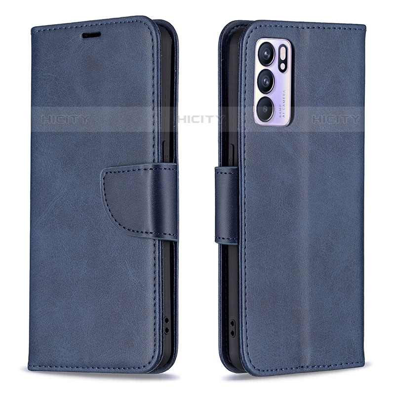 Coque Portefeuille Livre Cuir Etui Clapet B04F pour Oppo Reno6 5G Bleu Plus