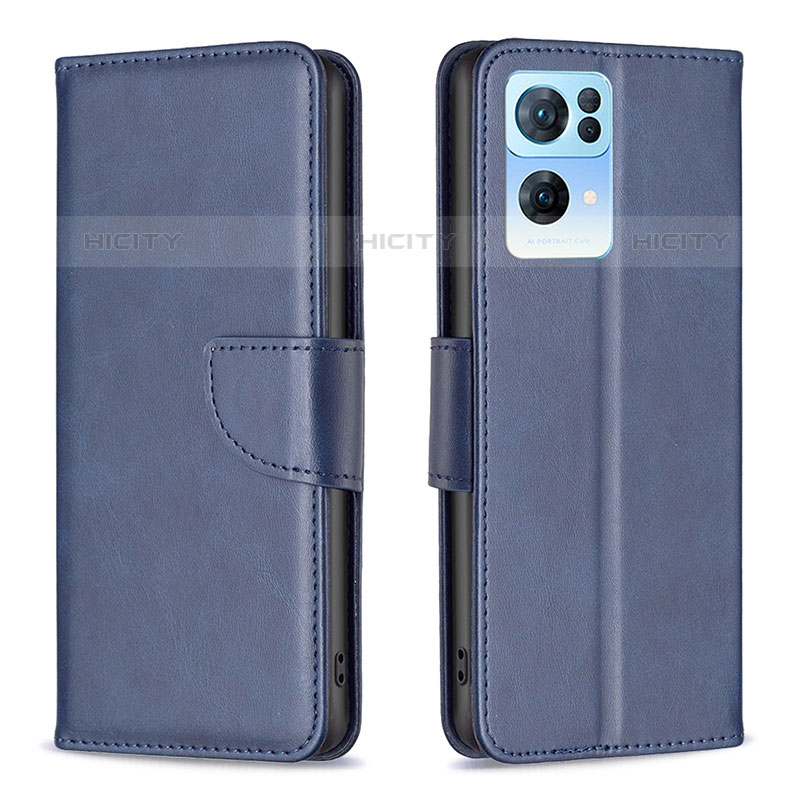 Coque Portefeuille Livre Cuir Etui Clapet B04F pour Oppo Reno7 Pro 5G Bleu Plus