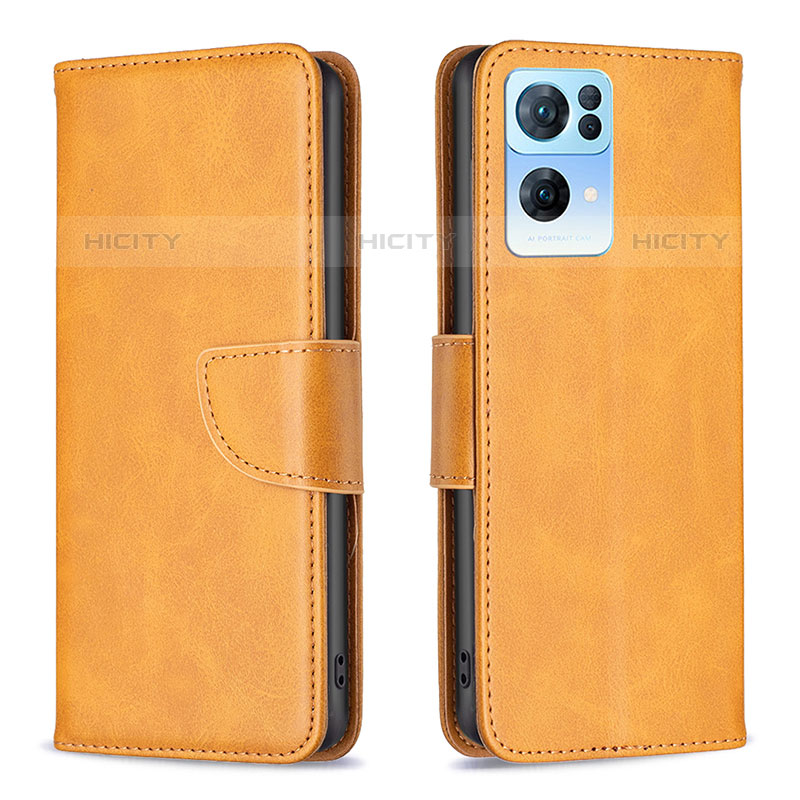 Coque Portefeuille Livre Cuir Etui Clapet B04F pour Oppo Reno7 Pro 5G Brun Clair Plus