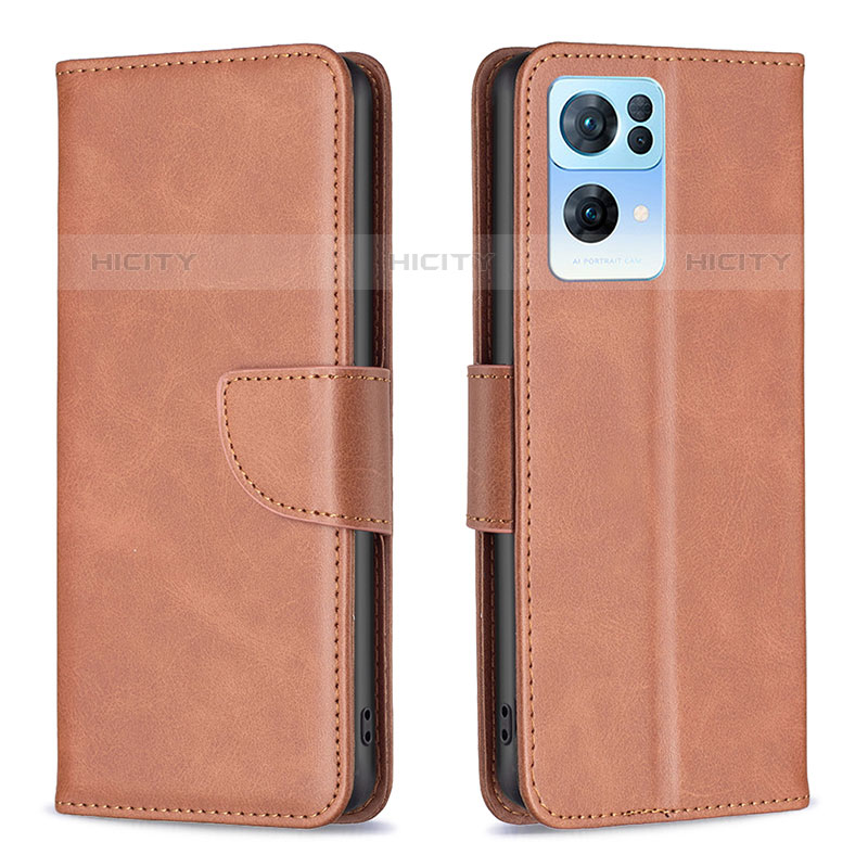 Coque Portefeuille Livre Cuir Etui Clapet B04F pour Oppo Reno7 Pro 5G Marron Plus