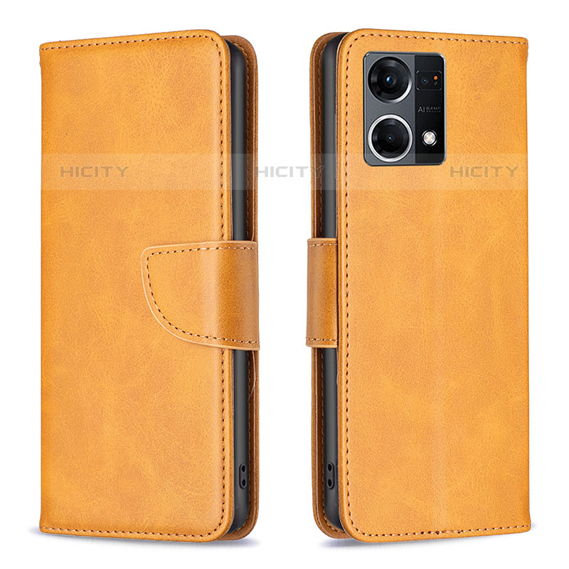 Coque Portefeuille Livre Cuir Etui Clapet B04F pour Oppo Reno8 4G Brun Clair Plus