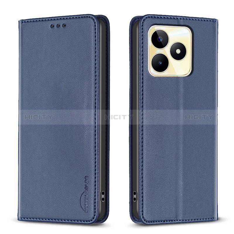 Coque Portefeuille Livre Cuir Etui Clapet B04F pour Realme C51 Bleu Plus