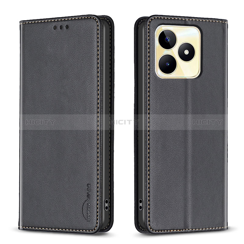 Coque Portefeuille Livre Cuir Etui Clapet B04F pour Realme C51 Noir Plus