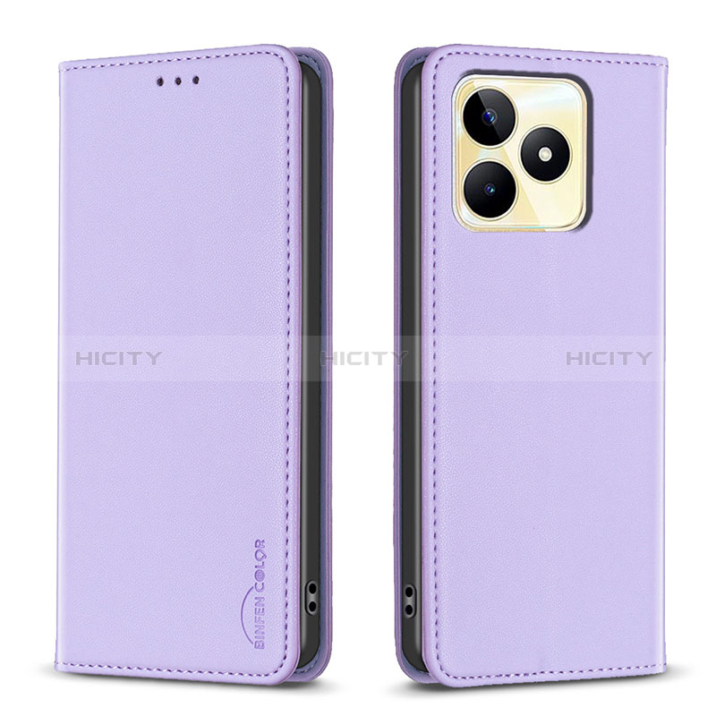 Coque Portefeuille Livre Cuir Etui Clapet B04F pour Realme C51 Violet Clair Plus