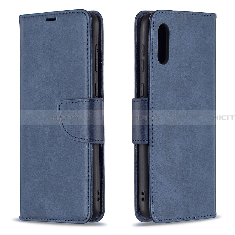 Coque Portefeuille Livre Cuir Etui Clapet B04F pour Samsung Galaxy A02 Bleu Plus