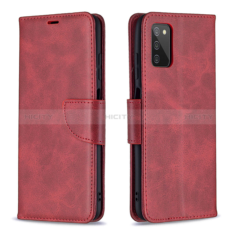 Coque Portefeuille Livre Cuir Etui Clapet B04F pour Samsung Galaxy A02s Rouge Plus