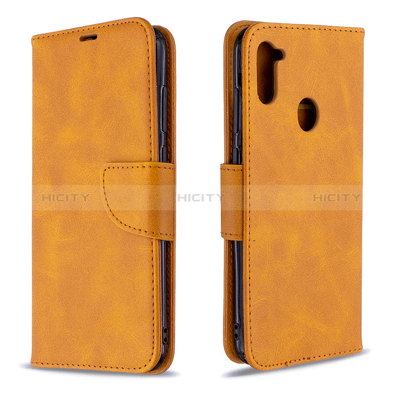 Coque Portefeuille Livre Cuir Etui Clapet B04F pour Samsung Galaxy A11 Brun Clair Plus