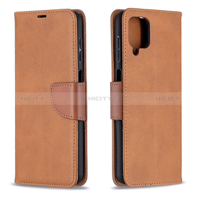 Coque Portefeuille Livre Cuir Etui Clapet B04F pour Samsung Galaxy A12 5G Marron Plus