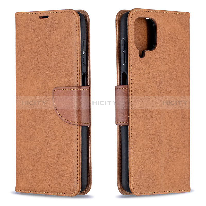 Coque Portefeuille Livre Cuir Etui Clapet B04F pour Samsung Galaxy A12 Marron Plus