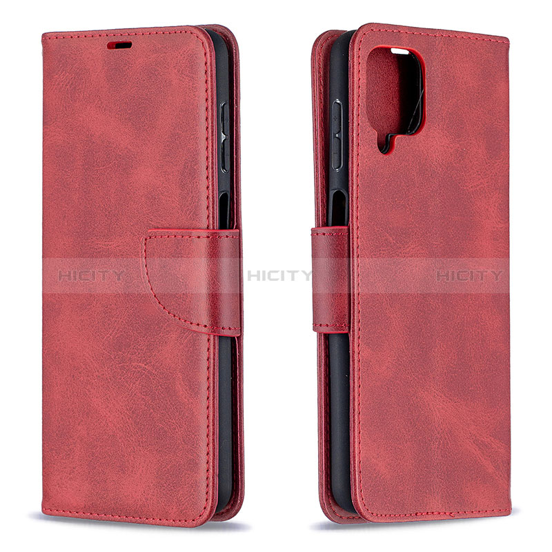 Coque Portefeuille Livre Cuir Etui Clapet B04F pour Samsung Galaxy A12 Rouge Plus