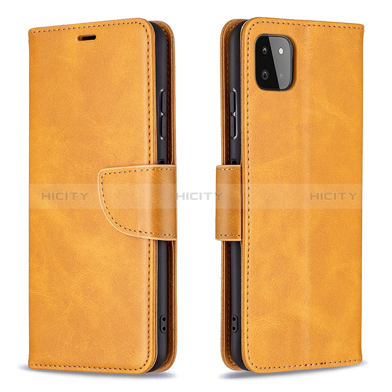 Coque Portefeuille Livre Cuir Etui Clapet B04F pour Samsung Galaxy A22s 5G Brun Clair Plus