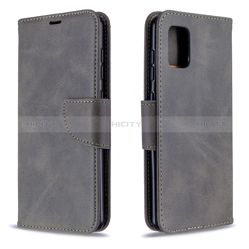 Coque Portefeuille Livre Cuir Etui Clapet B04F pour Samsung Galaxy A31 Gris Plus