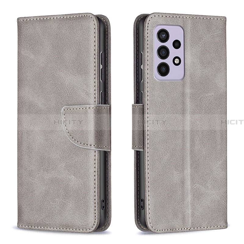 Coque Portefeuille Livre Cuir Etui Clapet B04F pour Samsung Galaxy A33 5G Gris Plus