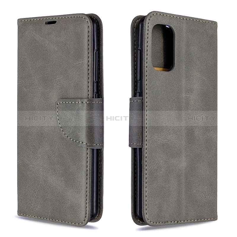 Coque Portefeuille Livre Cuir Etui Clapet B04F pour Samsung Galaxy A41 Gris Plus