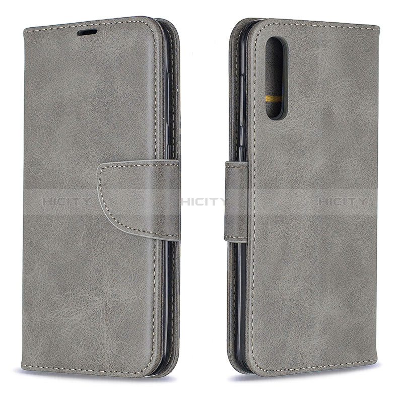 Coque Portefeuille Livre Cuir Etui Clapet B04F pour Samsung Galaxy A50 Gris Plus