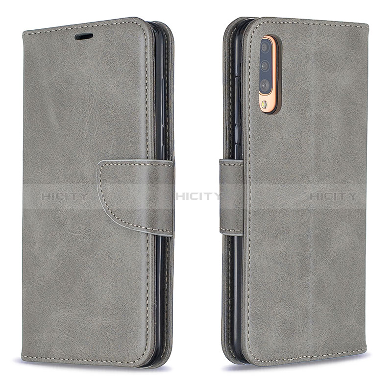 Coque Portefeuille Livre Cuir Etui Clapet B04F pour Samsung Galaxy A70S Gris Plus