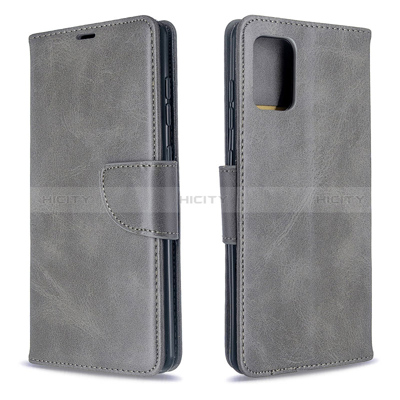 Coque Portefeuille Livre Cuir Etui Clapet B04F pour Samsung Galaxy A71 4G A715 Gris Plus