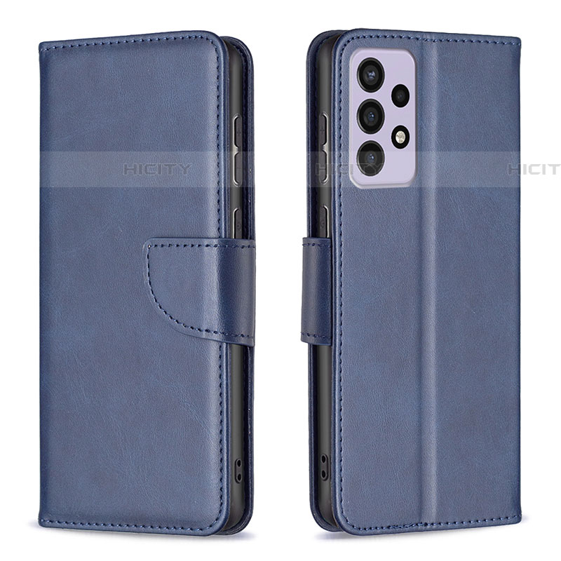 Coque Portefeuille Livre Cuir Etui Clapet B04F pour Samsung Galaxy A73 5G Bleu Plus