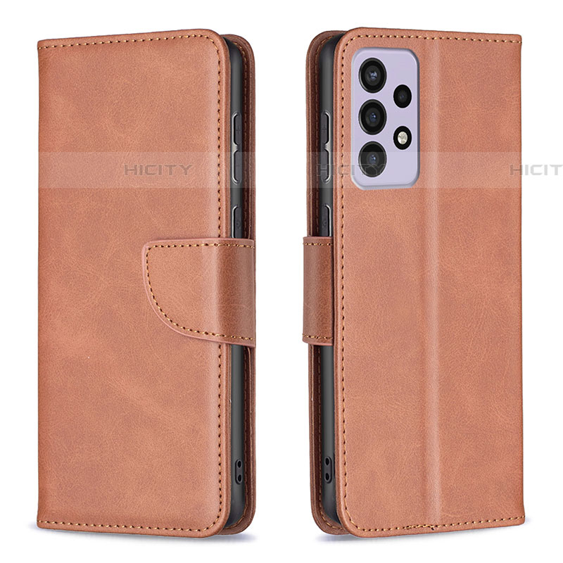 Coque Portefeuille Livre Cuir Etui Clapet B04F pour Samsung Galaxy A73 5G Marron Plus