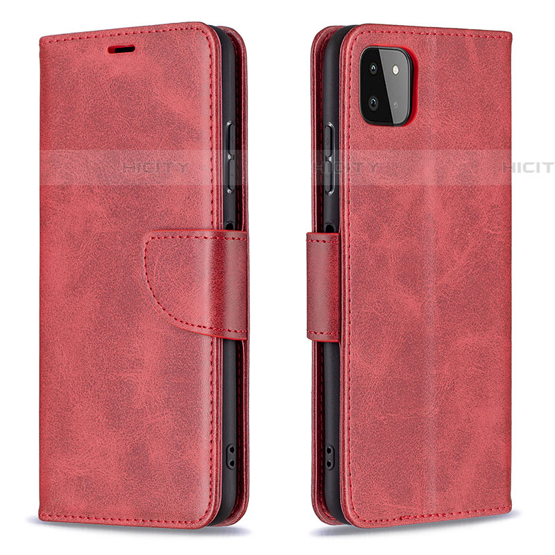 Coque Portefeuille Livre Cuir Etui Clapet B04F pour Samsung Galaxy F42 5G Rouge Plus