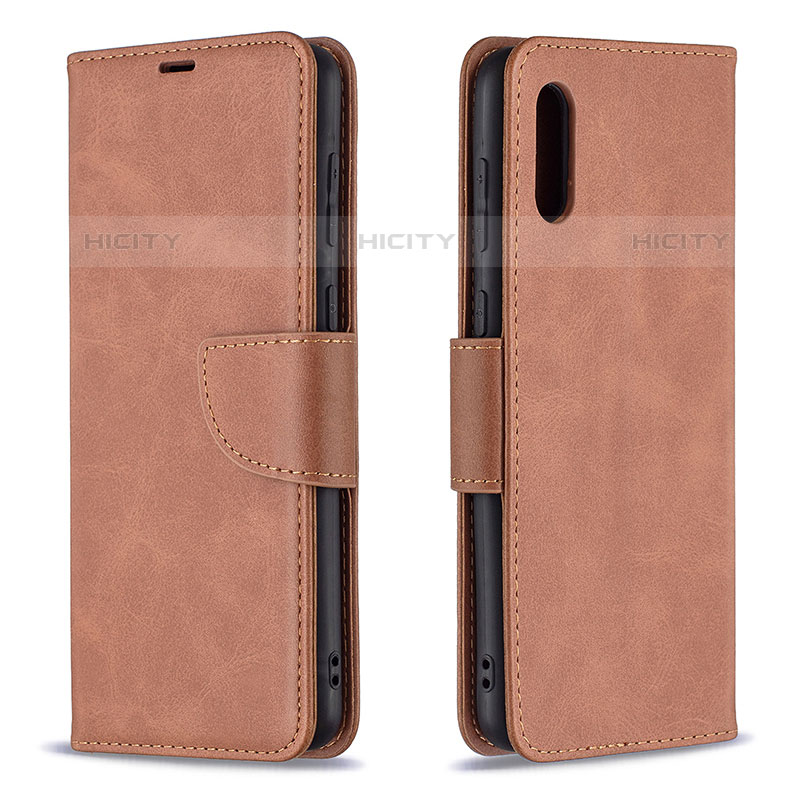 Coque Portefeuille Livre Cuir Etui Clapet B04F pour Samsung Galaxy M02 Marron Plus