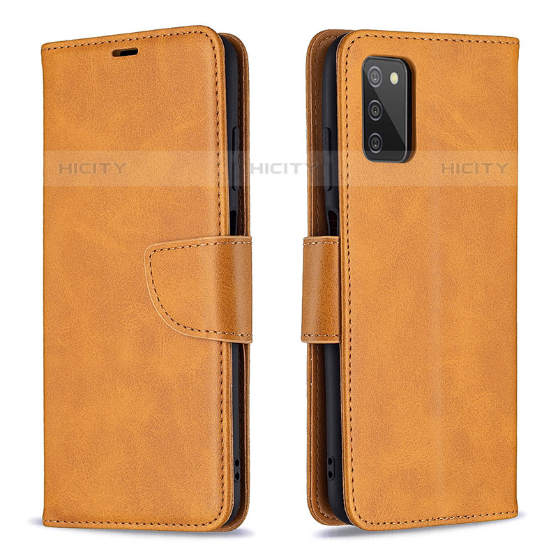 Coque Portefeuille Livre Cuir Etui Clapet B04F pour Samsung Galaxy M02s Brun Clair Plus