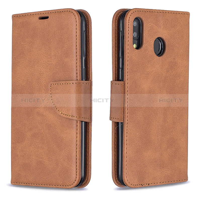 Coque Portefeuille Livre Cuir Etui Clapet B04F pour Samsung Galaxy M20 Marron Plus