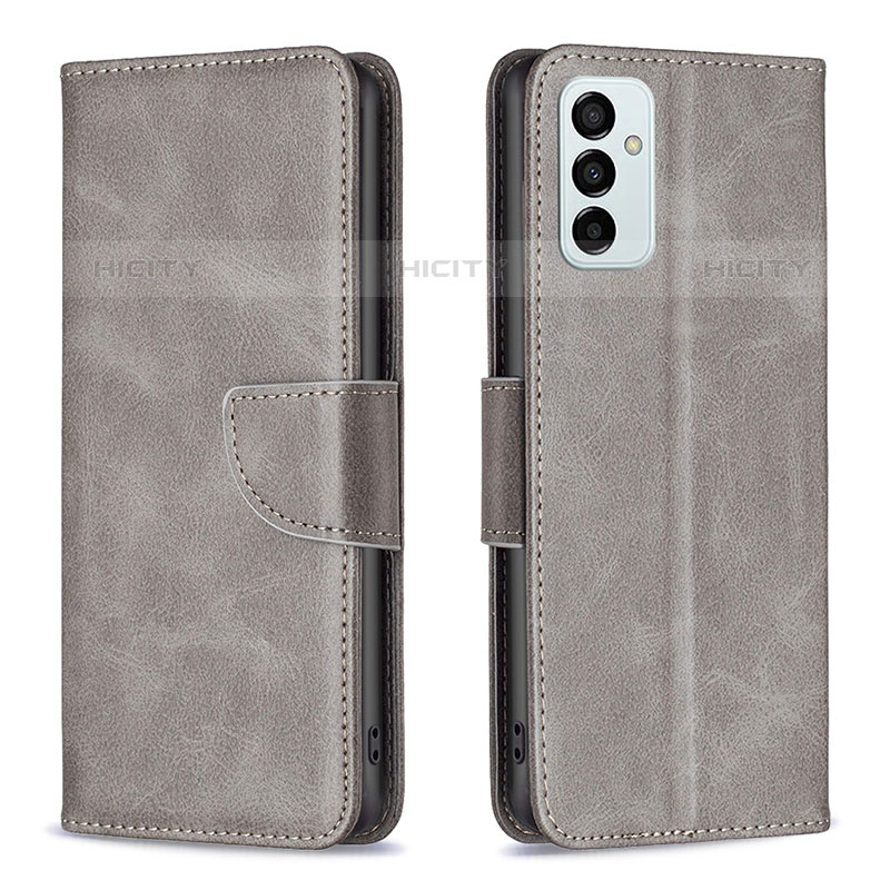 Coque Portefeuille Livre Cuir Etui Clapet B04F pour Samsung Galaxy M23 5G Gris Plus