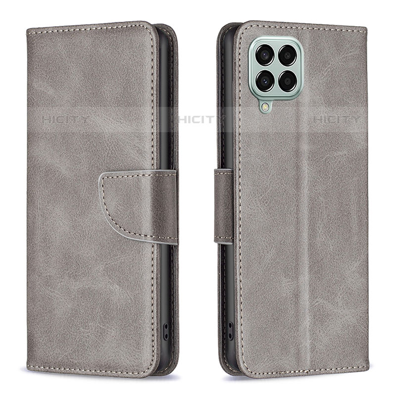 Coque Portefeuille Livre Cuir Etui Clapet B04F pour Samsung Galaxy M33 5G Gris Plus