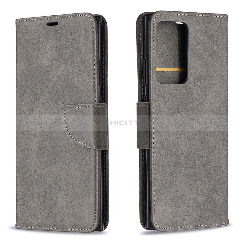 Coque Portefeuille Livre Cuir Etui Clapet B04F pour Samsung Galaxy Note 20 Ultra 5G Gris Plus