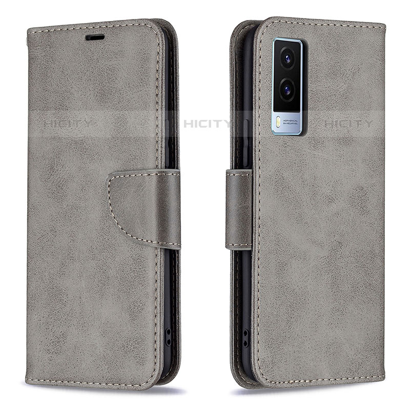 Coque Portefeuille Livre Cuir Etui Clapet B04F pour Vivo V21e 5G Gris Plus