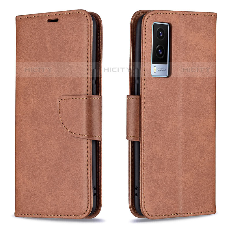 Coque Portefeuille Livre Cuir Etui Clapet B04F pour Vivo V21e 5G Marron Plus