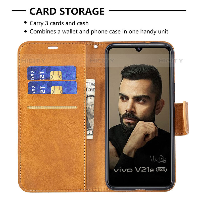 Coque Portefeuille Livre Cuir Etui Clapet B04F pour Vivo V21e 5G Plus