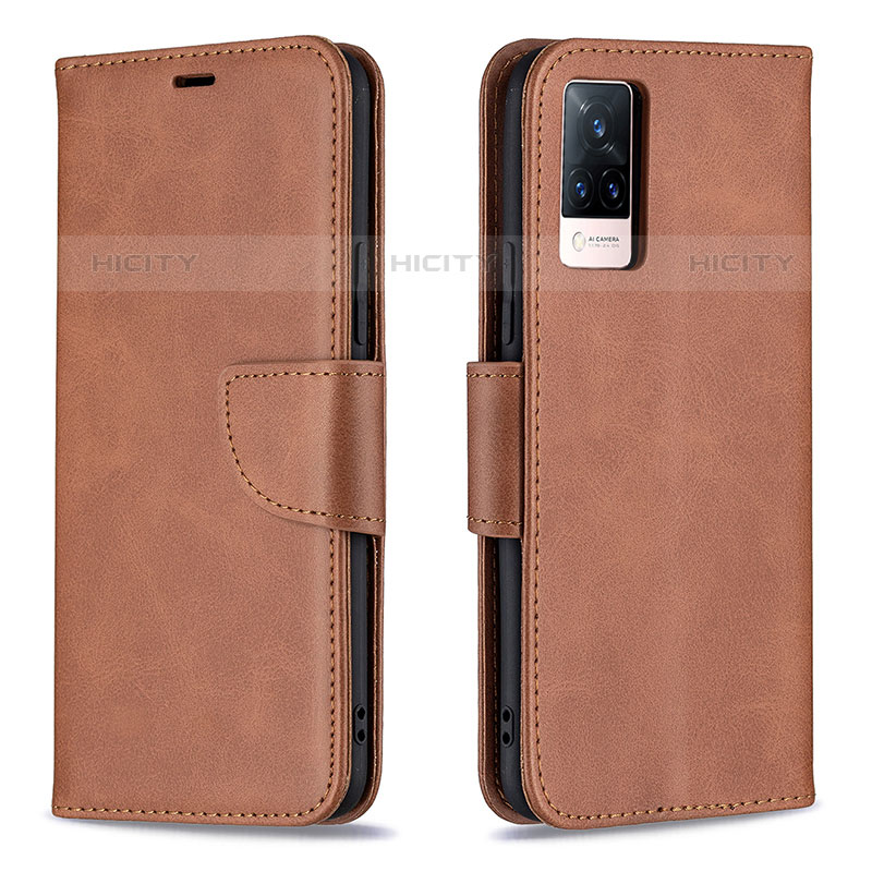 Coque Portefeuille Livre Cuir Etui Clapet B04F pour Vivo V21s 5G Marron Plus