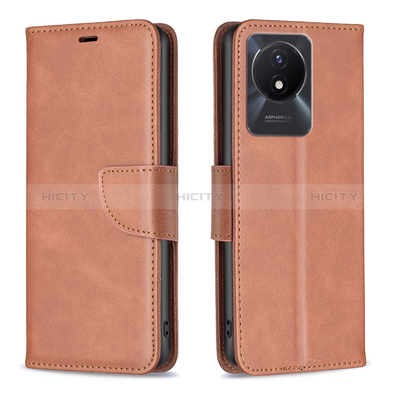 Coque Portefeuille Livre Cuir Etui Clapet B04F pour Vivo Y02 Marron Plus