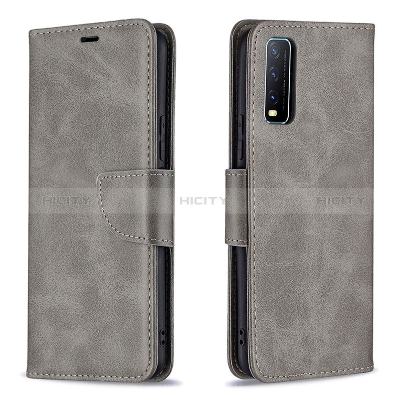 Coque Portefeuille Livre Cuir Etui Clapet B04F pour Vivo Y12A Gris Plus