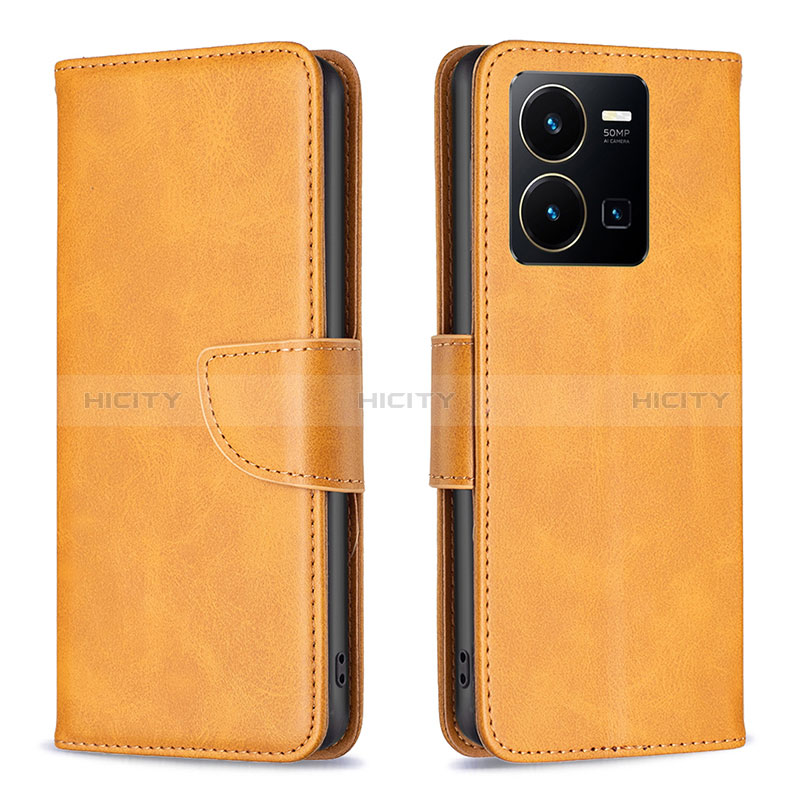 Coque Portefeuille Livre Cuir Etui Clapet B04F pour Vivo Y35 4G Brun Clair Plus